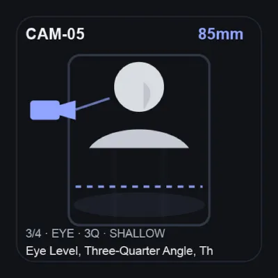 85mm — Eye Level, Three-Quarter Angle, Three-Quarter Shot