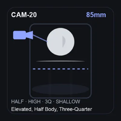 85mm — Elevated, Half Body, Three-Quarter