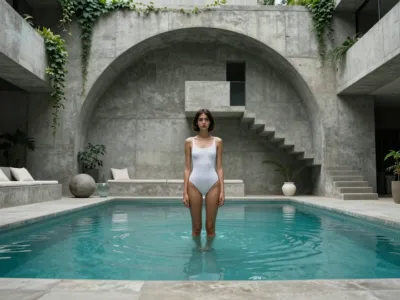 Brutalist Concrete Pool — Tiered Architectural Basin