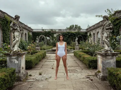 Abandoned Mansion Garden — Overgrown, Decayed Grandeur