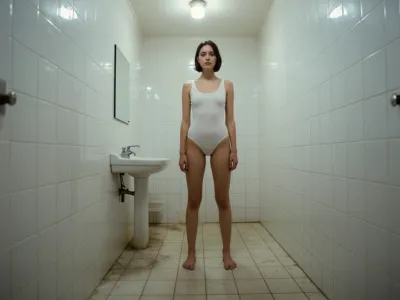 Bathroom — Compact, Plain White Tile