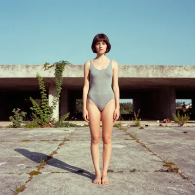 Vintage Analog Beach Editorial — Direct High-Noon Sun