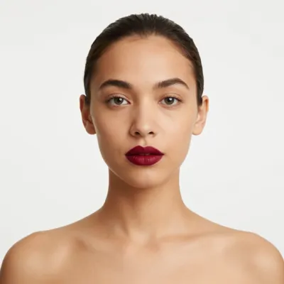 Deep Matte Red Lip + Cool Grey Eye