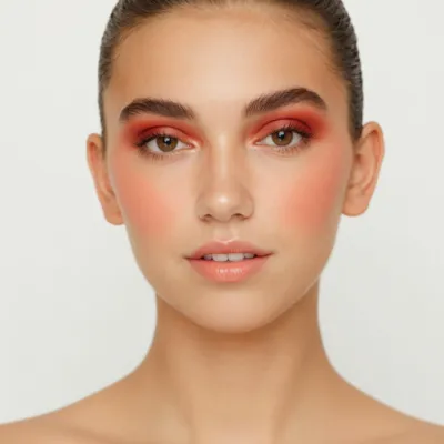 Orange Editorial — Burnt Orange Eyeshadow, Peach Lips
