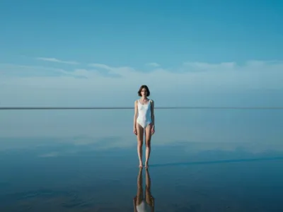 Endless Tidal Mirror — Infinite Cyan Horizon