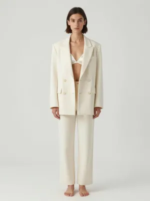 Tailored Suit — Ivory Wool-Blend, Open Front