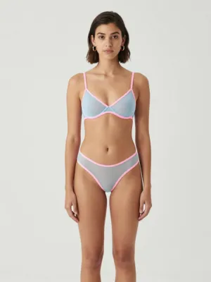 Lingerie Set — Sheer Mesh, Neon Piping
