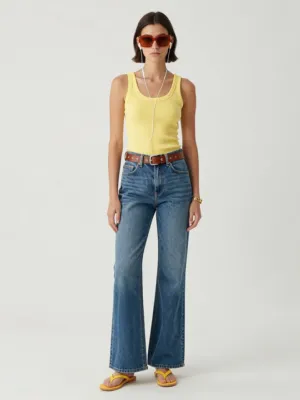 Casual Retro — Yellow Cotton, Blue Denim