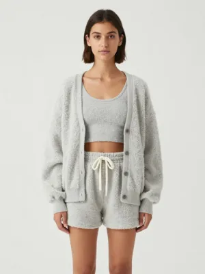 Loungewear Set — Sherpa Fleece, Light Grey