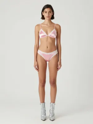 Lingerie Set — Pink Satin and Silver Sequins