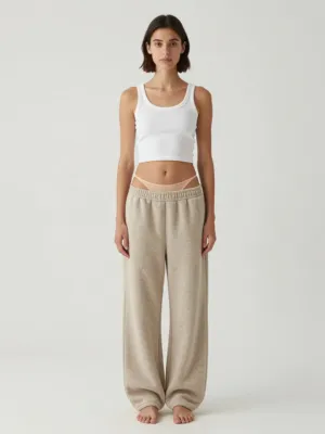 Casual Look — Cropped Tank, Fleece Pants & Thong