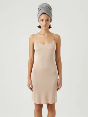 Nude Slip Dress + Hair Towel Turban