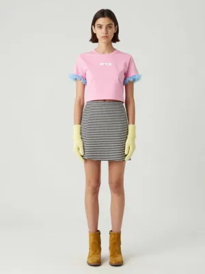 Fashion Outfit — Pink T-Shirt, Striped Skirt