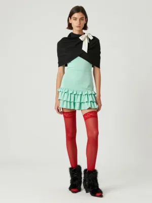 Mini Dress & Hosiery — Mint Green, Red, Black