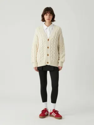 Casual Layered Look — Knit Cardigan and Sneakers