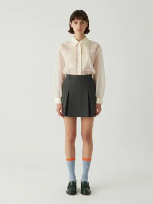 Preppy Look — Sheer Blouse, Plaid Skirt