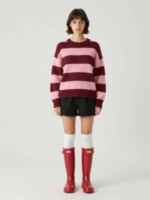 Casual Look — Striped Sweater, Shorts and Boots