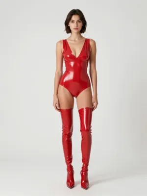 Latex Set — Red Bodysuit & Boots