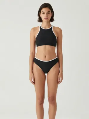 Two-piece Swimsuit — Black and White Synthetic