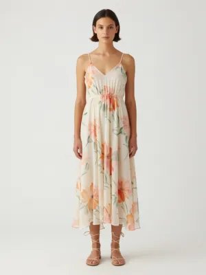 Floral Print Chiffon Maxi Dress + Lace-Up Jute Sandals — Summer