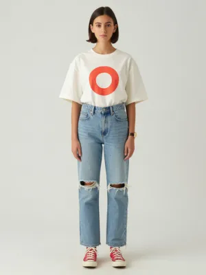 Graphic Cotton Tee and Distressed Denim