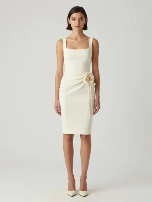 Ivory Sculptural Mini Dress and Pumps