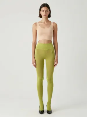 Lime Green Opaque Tights and Nude Bandage Top