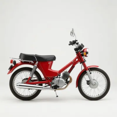 Moped — Metallic Red, Chrome Details